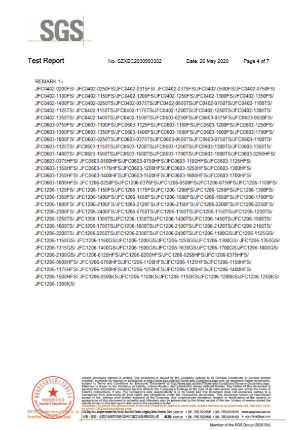 一次性保險(xiǎn)絲SGS認(rèn)證報(bào)告4