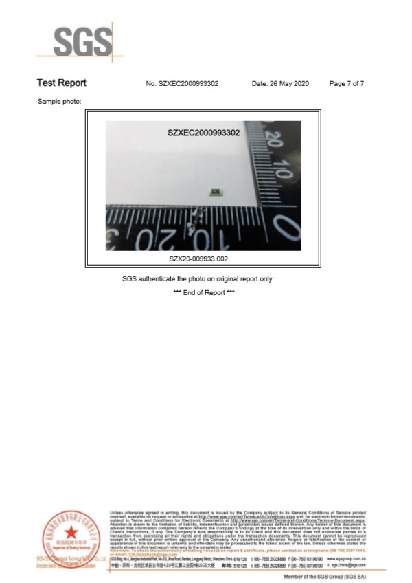 集電通壹次性貼片保險(xiǎn)絲SGS認(rèn)證報(bào)告